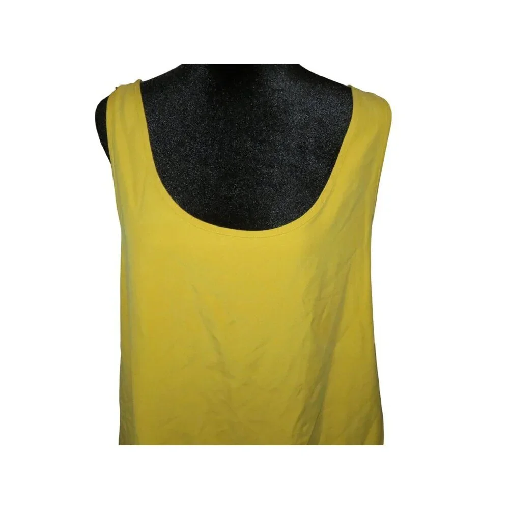 BOGO Anne Klein Yellow 100% Silk Sleeveless Shell Blouse size 10 EUC